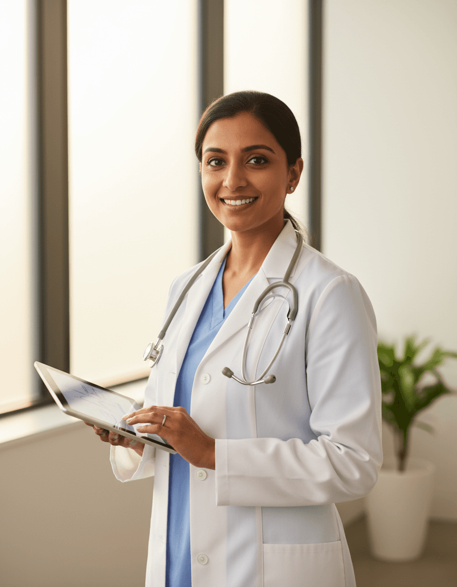 Mediversal doctor reviewing a health package